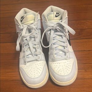 Nike Hi-top Dunks- youth 5.5 (fits adult women 6.5), white/light blue